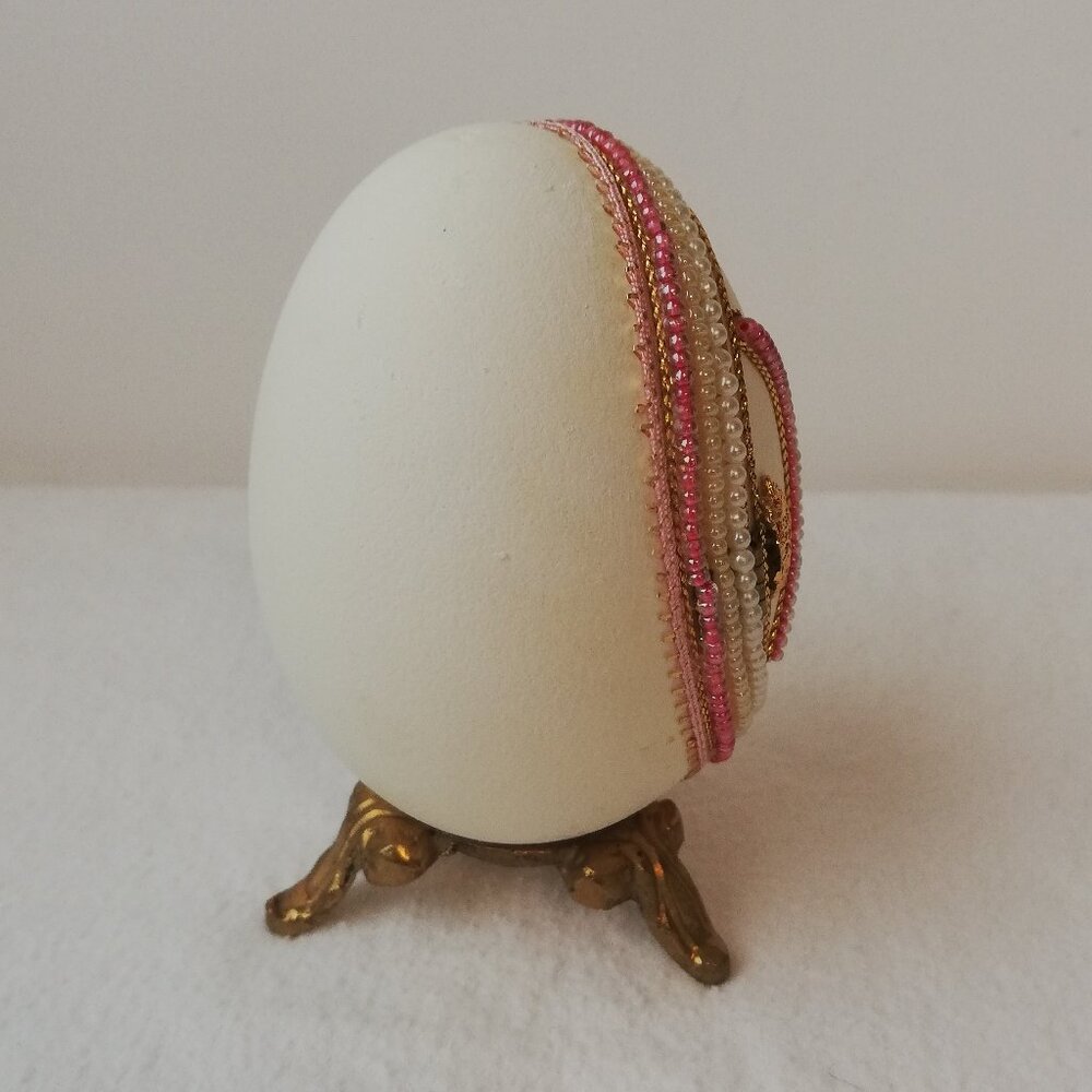 Vintage "The Enchanted" Goose Egg Diorama Trinket Box - White Maltese Puppy - Picture 8 of 9
